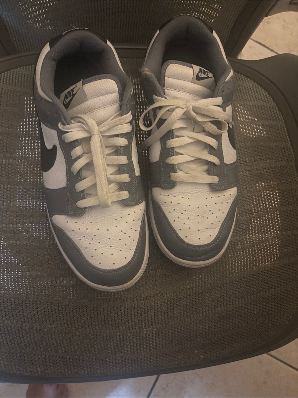 Nike Men's Low-Top Sneakers in White and Gray with Black Swoosh